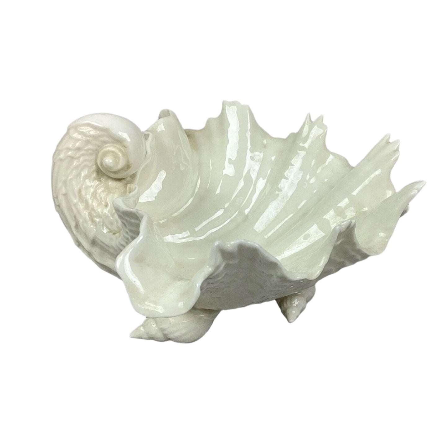 Vintage Fitz & Floyd Bone China Seashell Bowl Dish with 3 Shell Feet - 8”