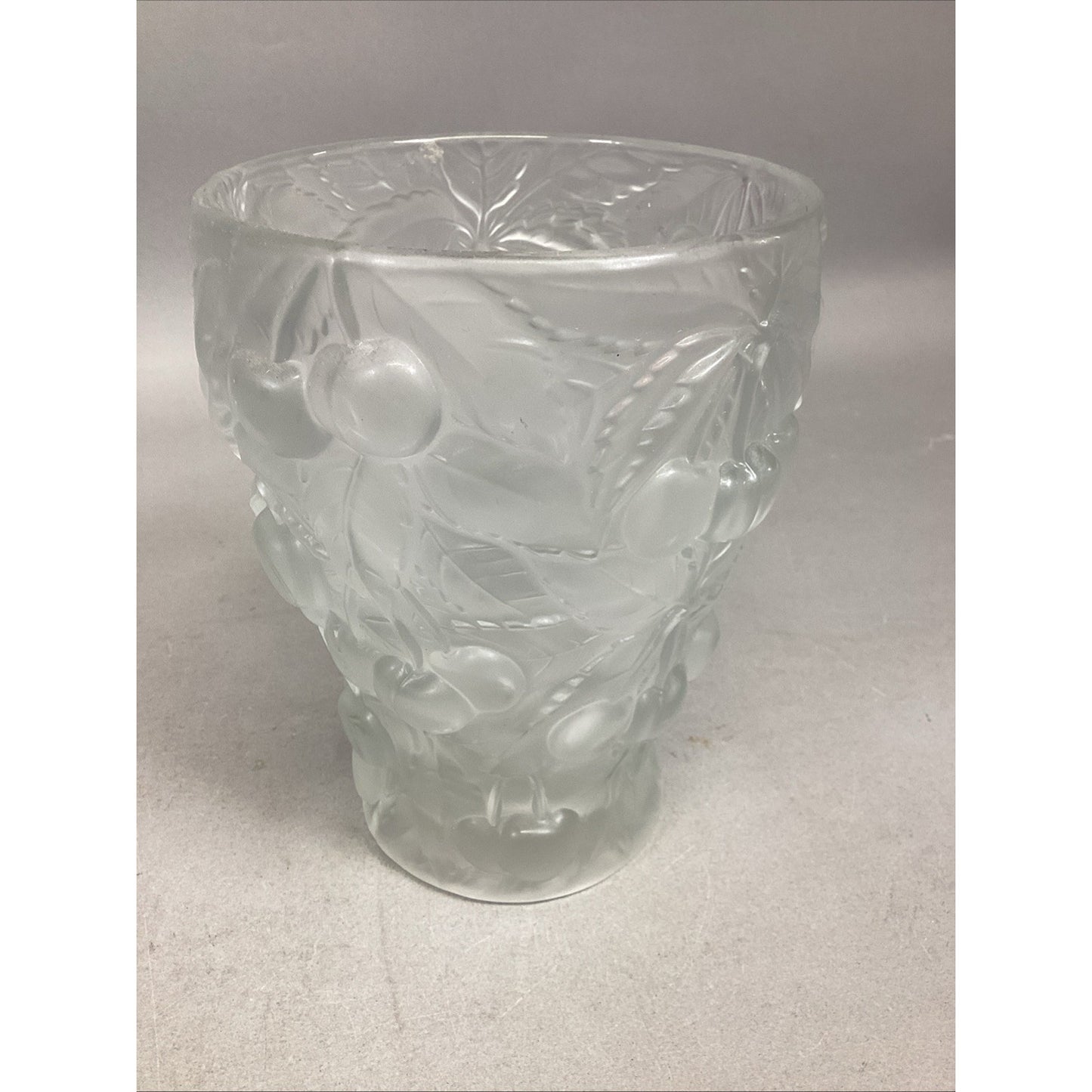 1930's Josef Inwald Barolac Vase Satin Glass Allover Cherry Design 7"Hx5.25”D