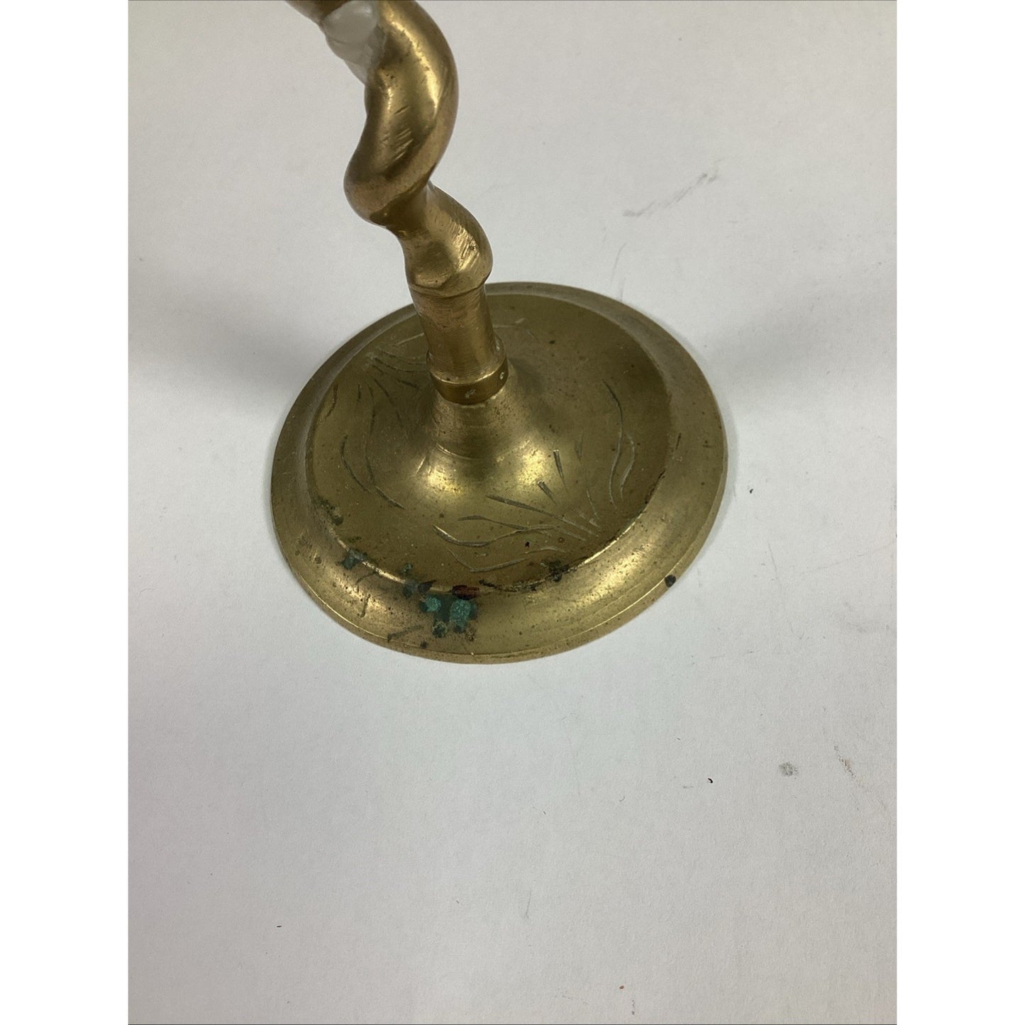 Set Of 2 Brass Spiral Twist Taper Candle Holders - 7”H
