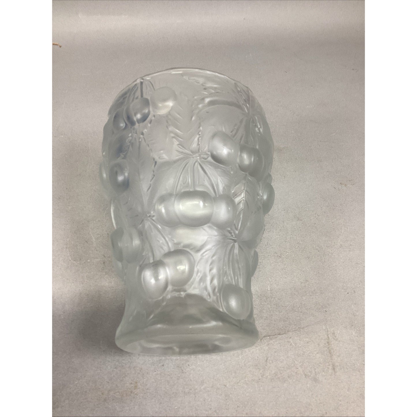 1930's Josef Inwald Barolac Vase Satin Glass Allover Cherry Design 7"Hx5.25”D
