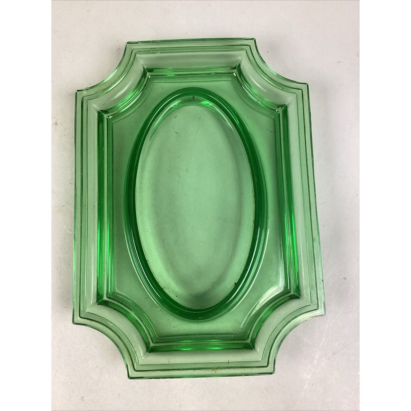 Emerald Green Glass Bread Plate Serving Dish - 13.5”L