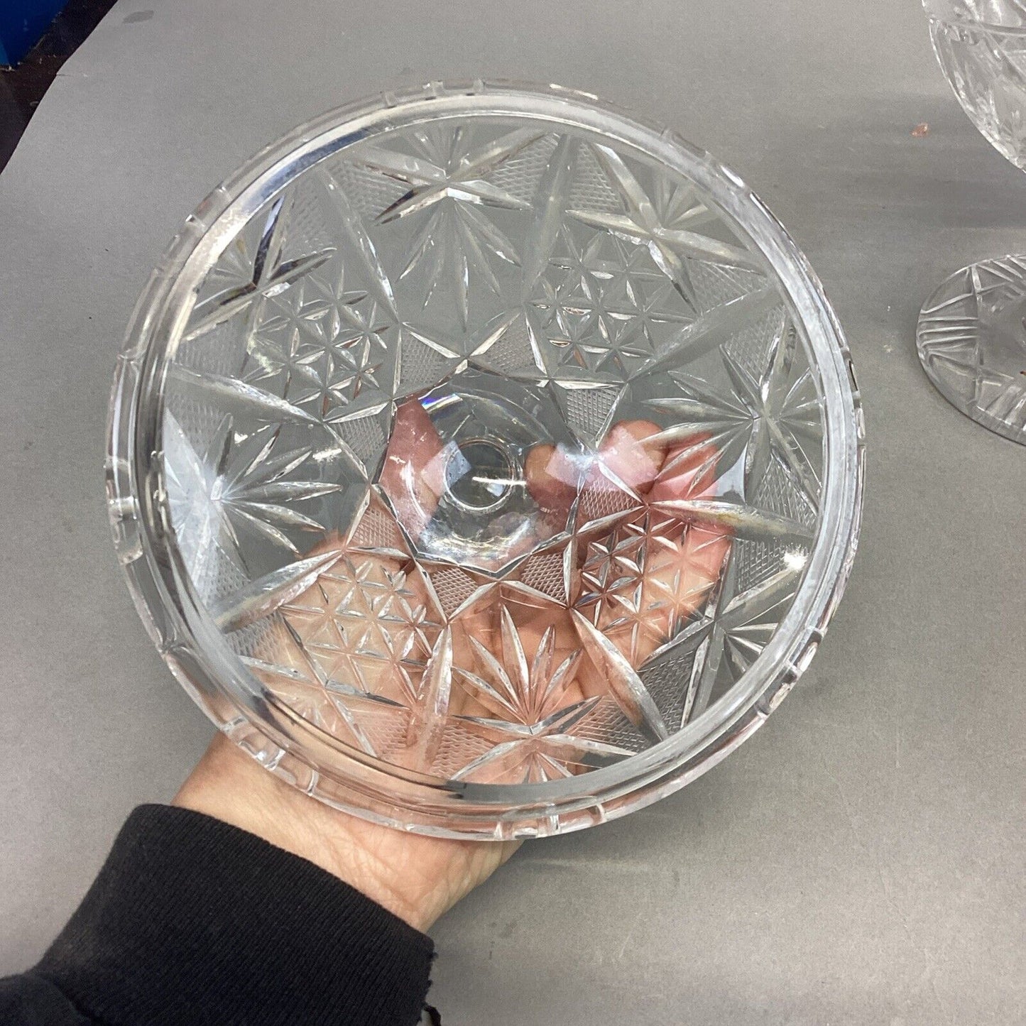 Vintage Decorative Cut Glass Pedestal Dome Lid Candy Nut Dish - 12”H