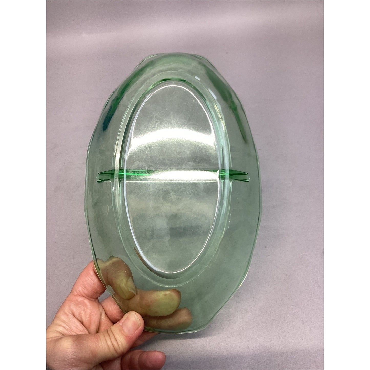 Vintage Green Uranium Elegant Glass Relish, Candy, Nut Dish
