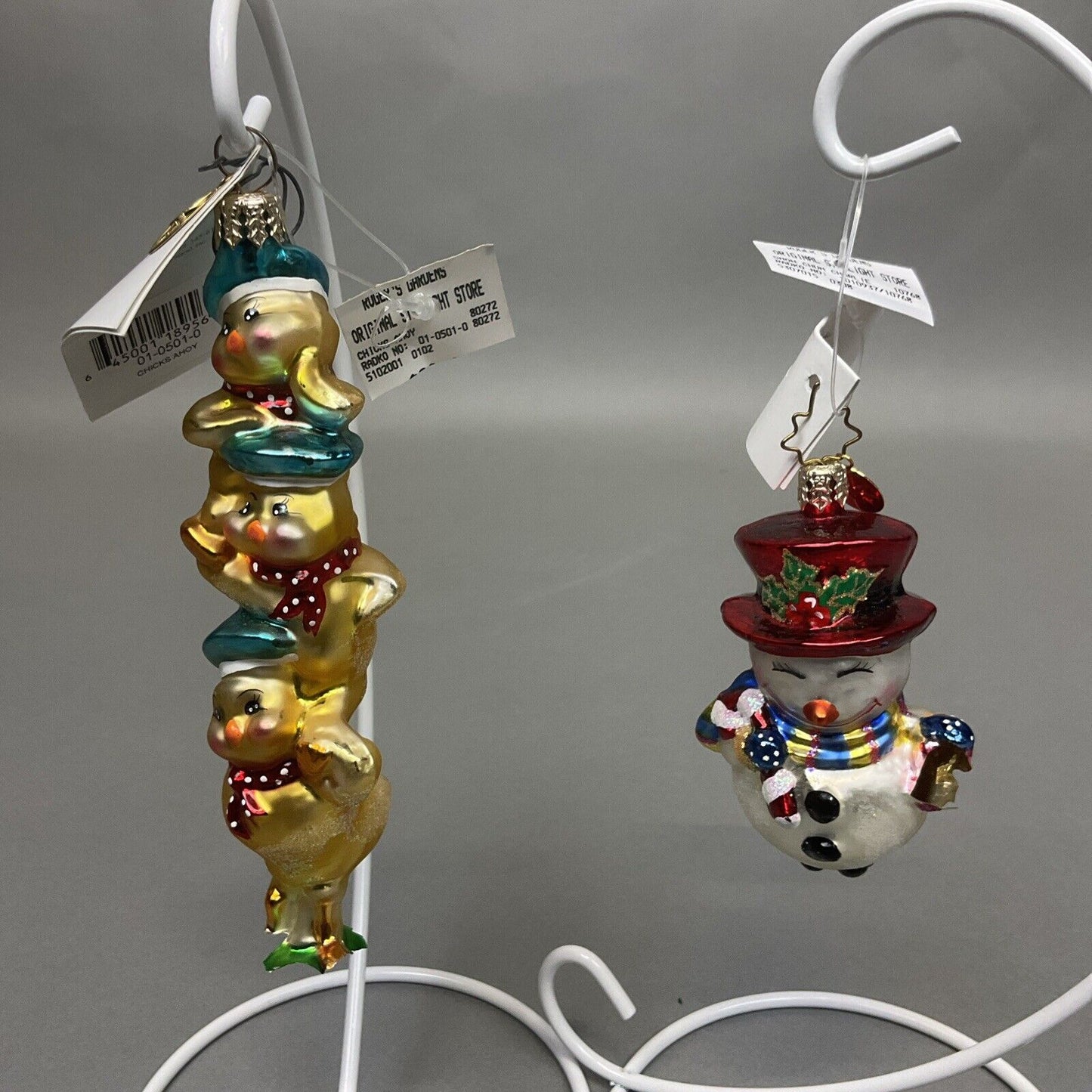 Radko "Chicks Ahoy” + “Snow Chum Charlie” Christmas Ornament/ Damaged
