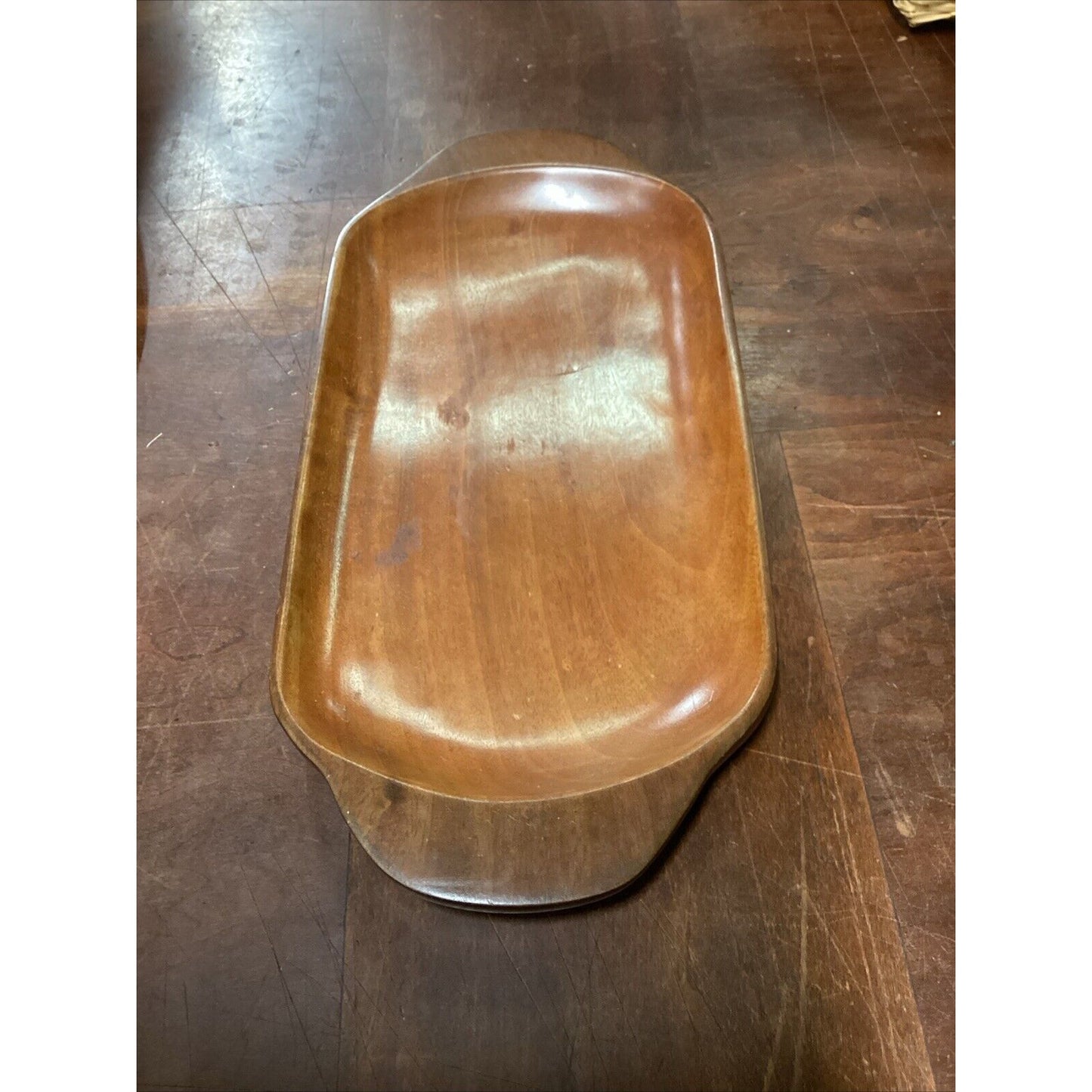 Set Of 3 Vintage Teak Wooden Bowl, Pea Pod Bowl & Serving Tray