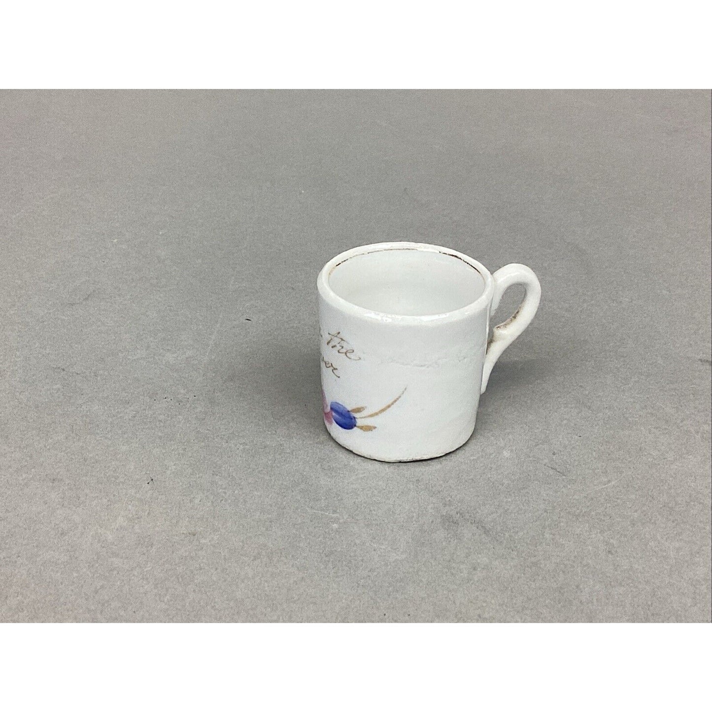 Antique Miniature Porcelain Sentimental Tea Cup "Love The Giver"