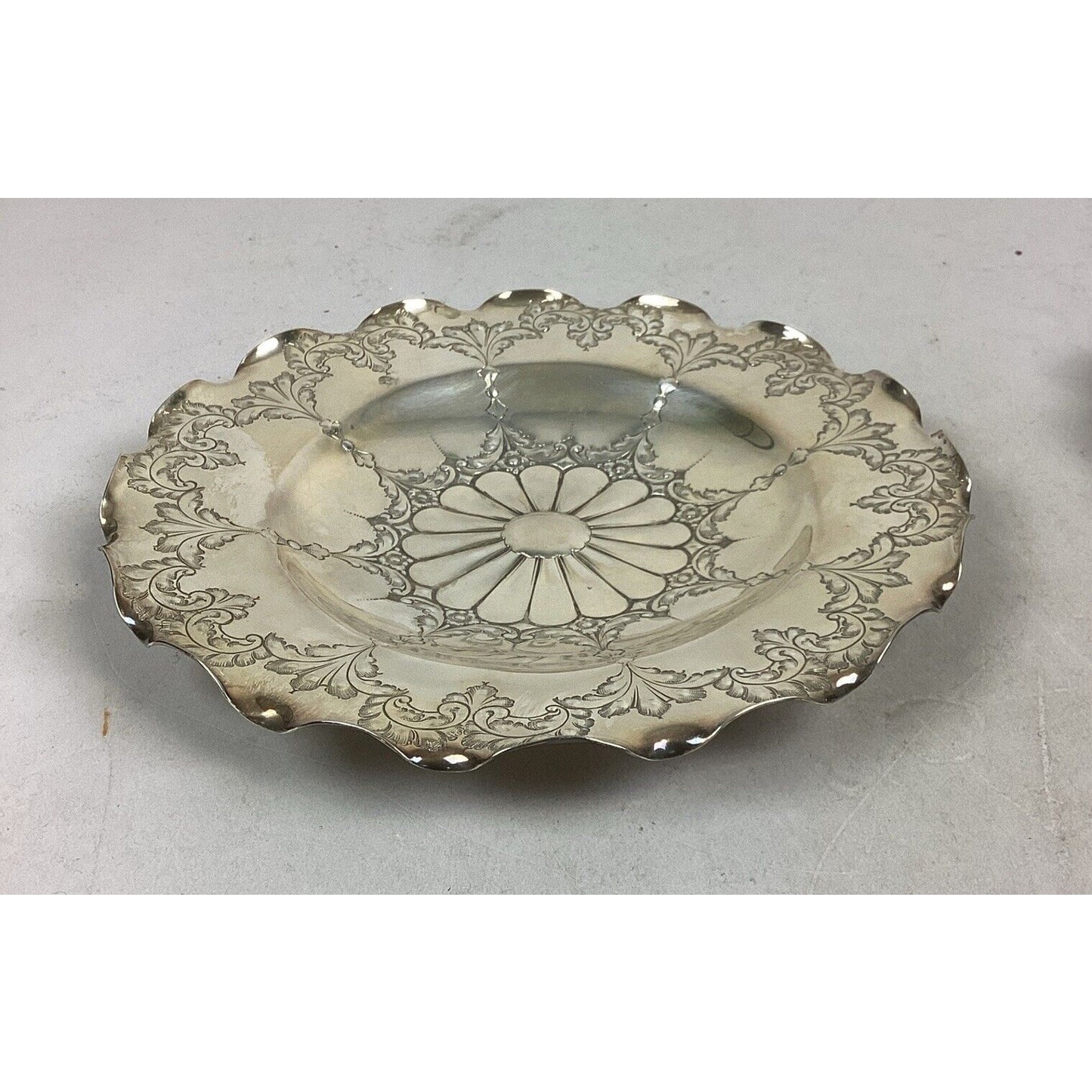 Set Of 2 Antique EPNS Round Dish Plate #6807