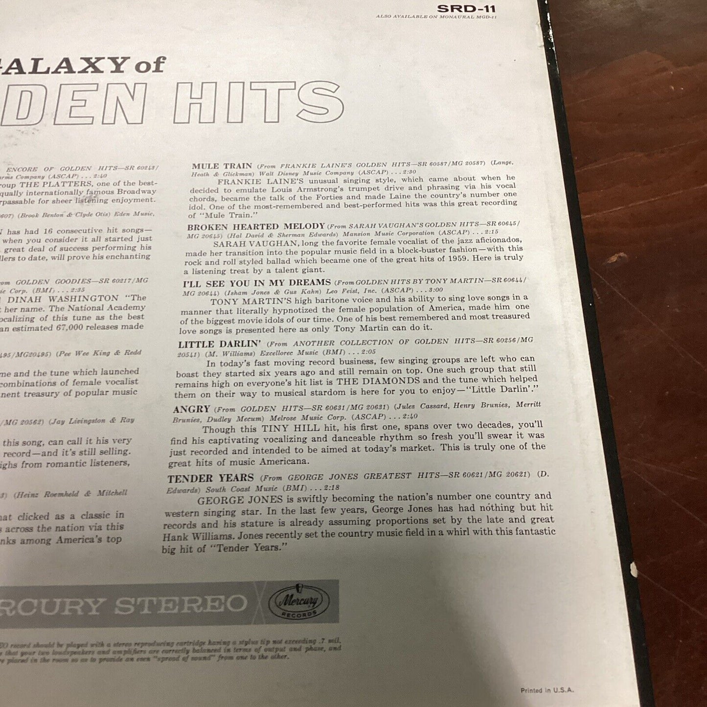Smooth Country Greats & Galaxy Of Golden Hits LP Record