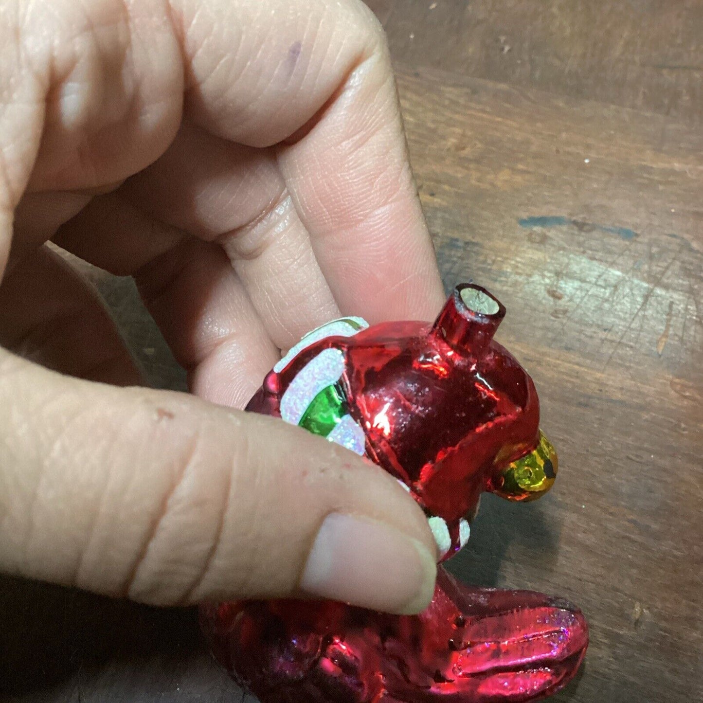 Radko Baby Cardinal Glass Ornament With Broken Beak And No Topper