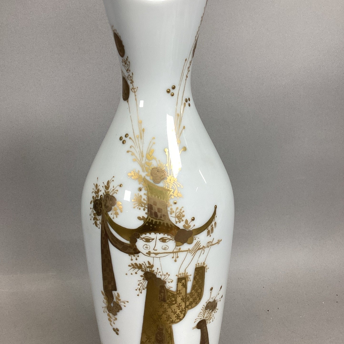 Bjorn Wiinglad Rosenthal Porcelain & Gold Decorative Vase - Germany - 13”H #1583
