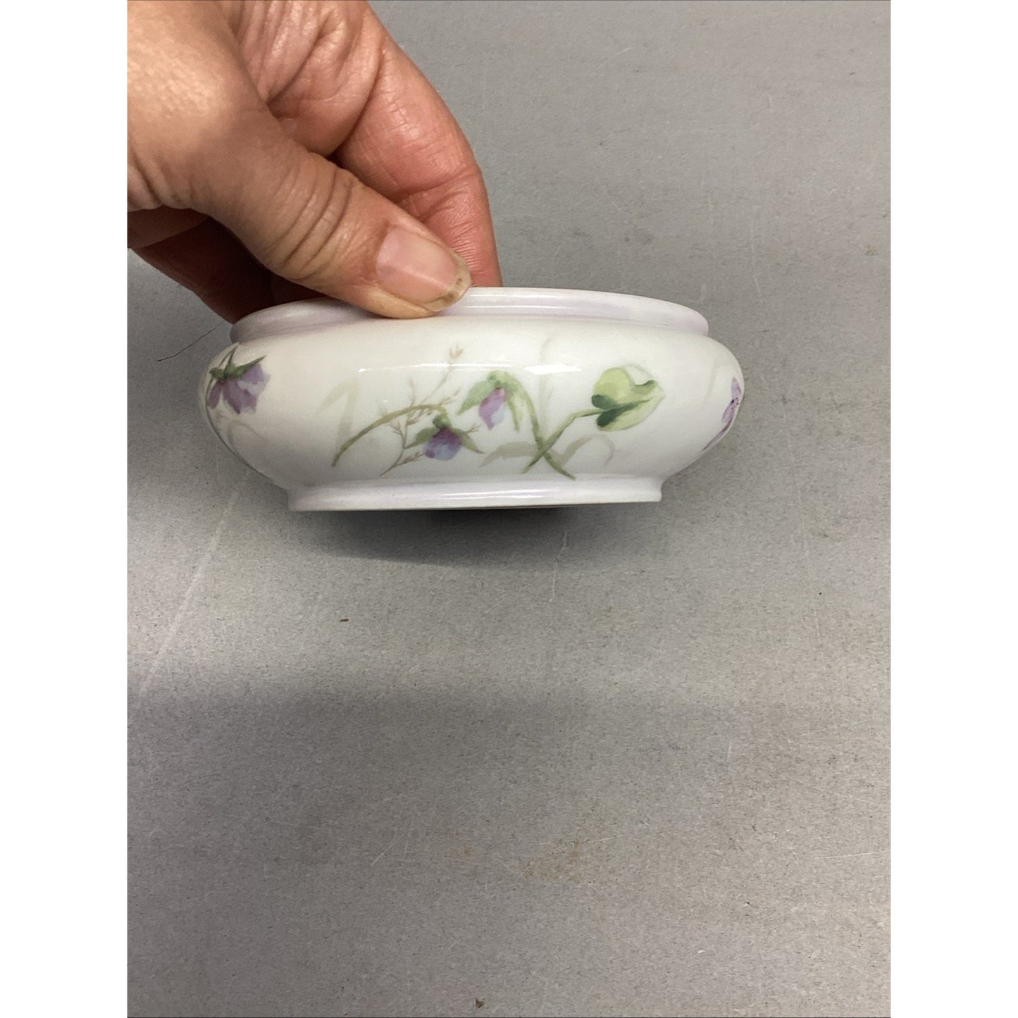 Limoges Elite Purple Flower Trinket Box - Made In France