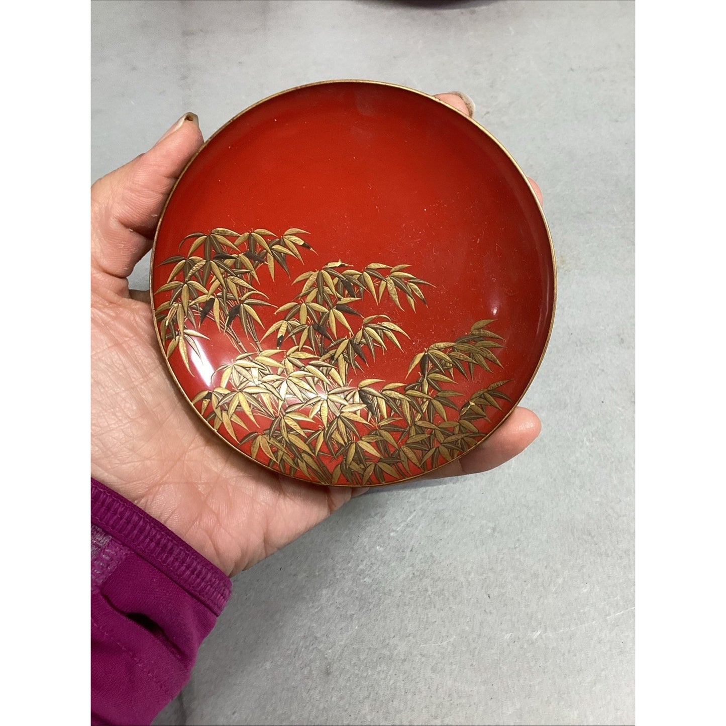 Set Of 5 Japanese Hand Painted Floral Sake Cups Bowls