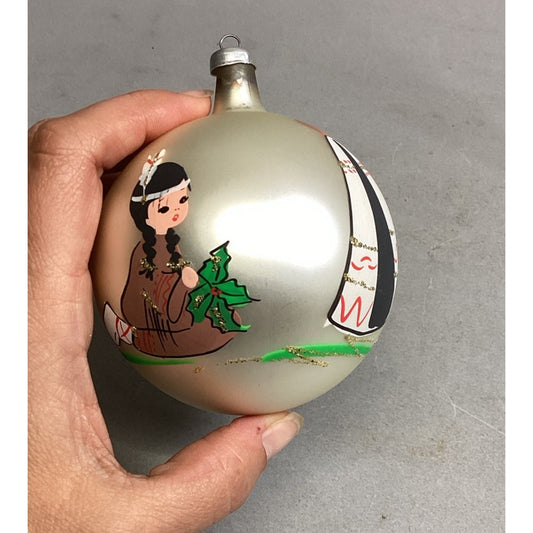 Antique Handblown Glass Christmas Ornament West Germany Native American