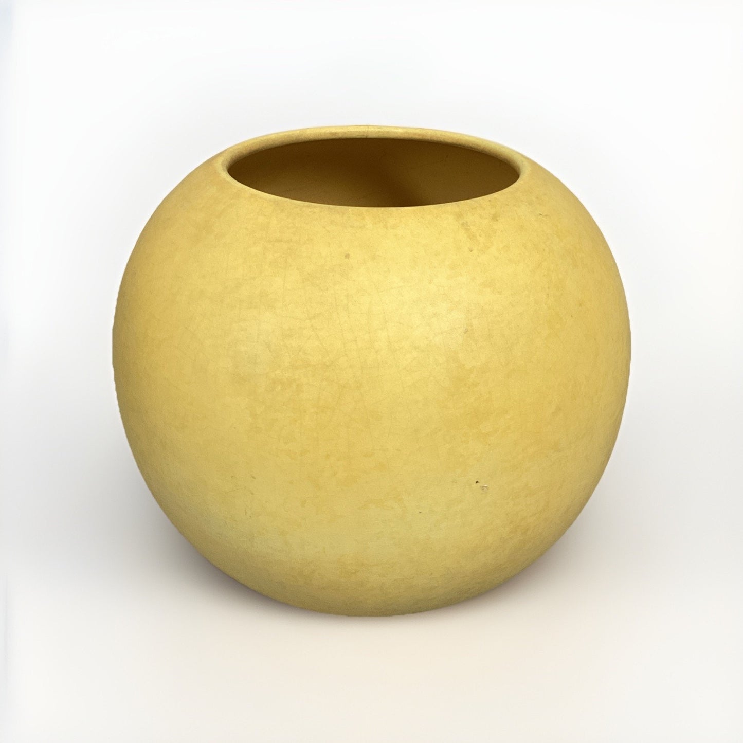 Vintage Yellow Ceramic Spherical Vase - 6”H
