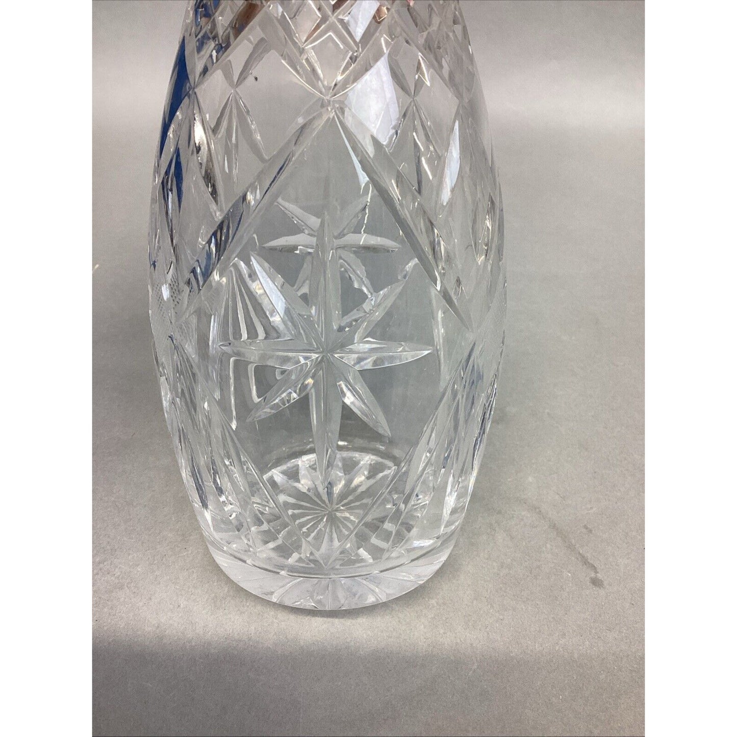 Decorative Cut Glass Decanter With Matching Stopper - 14.5”H