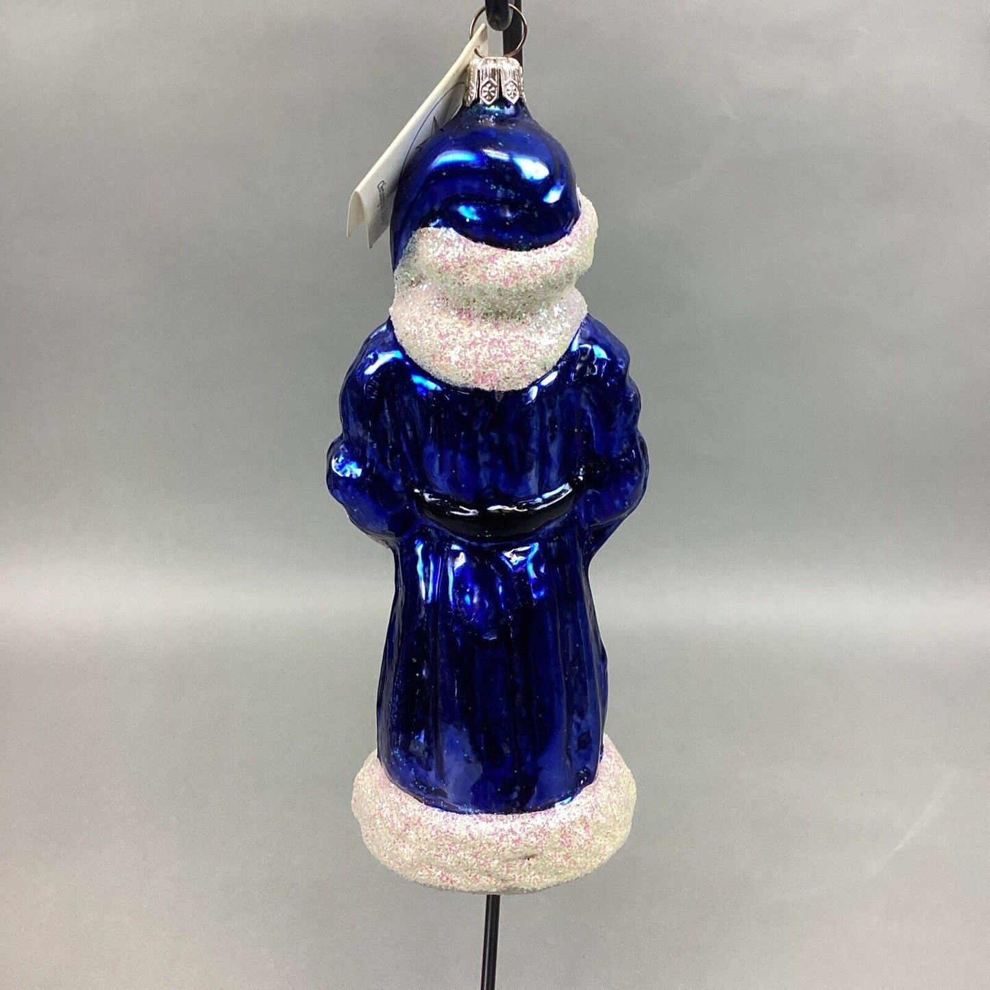 Christopher Radko Sapphire Santa Claus Glass Christmas Ornament With Tag - 7”