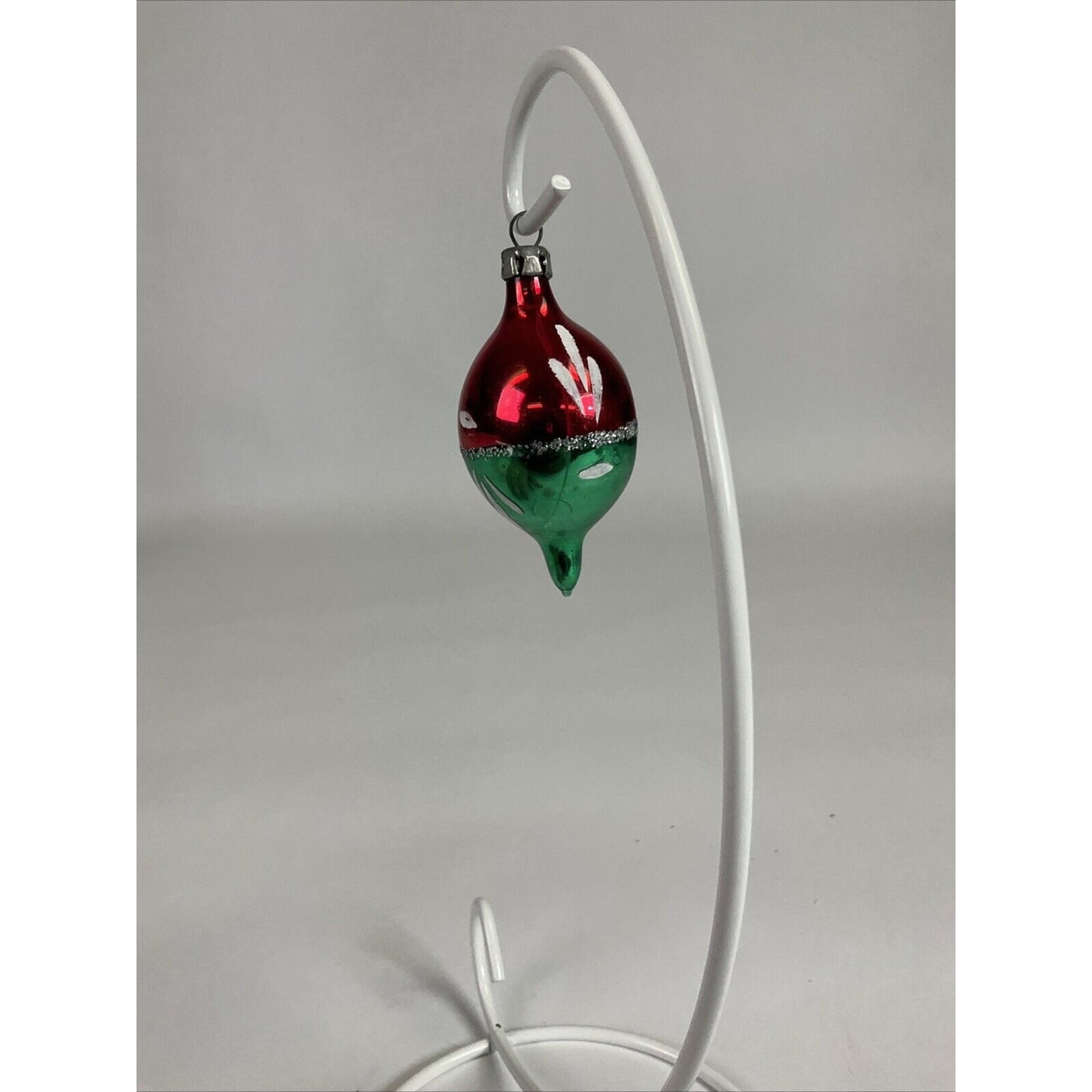 Vintage Red And Green Icicle Indented Hand Painted Christmas Ornament