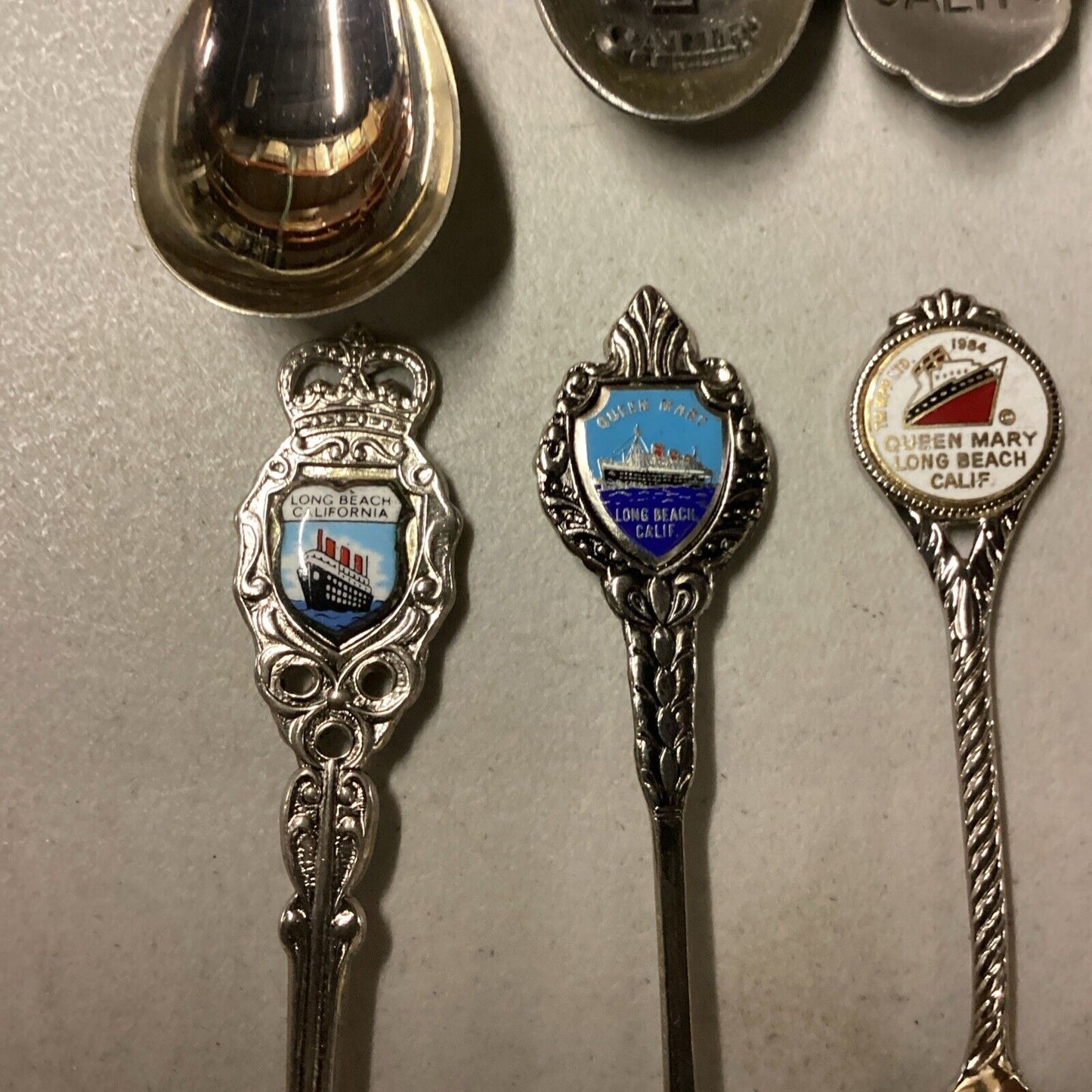 Queen Mary Lot Of 8 Souvenir Ship Spoons