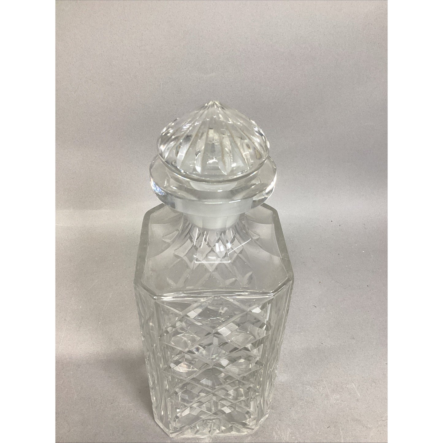 Vintage Heavy Lead Crystal Decanter With Stopper - 10”H