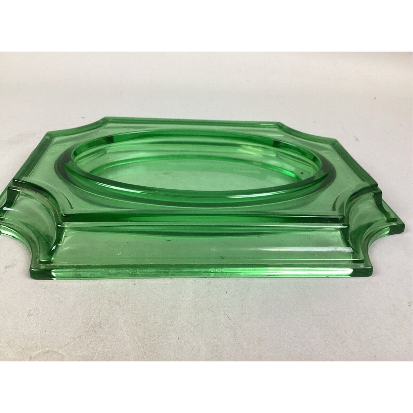 Emerald Green Glass Bread Plate Serving Dish - 13.5”L