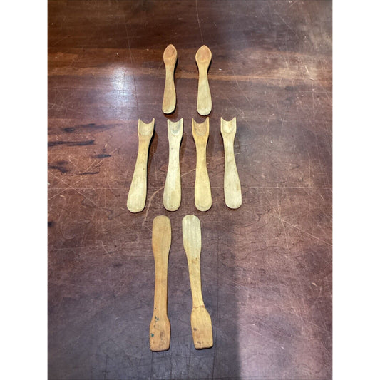 Lot Of 8 Handmade Wood Utensils - Spoons Spatulas