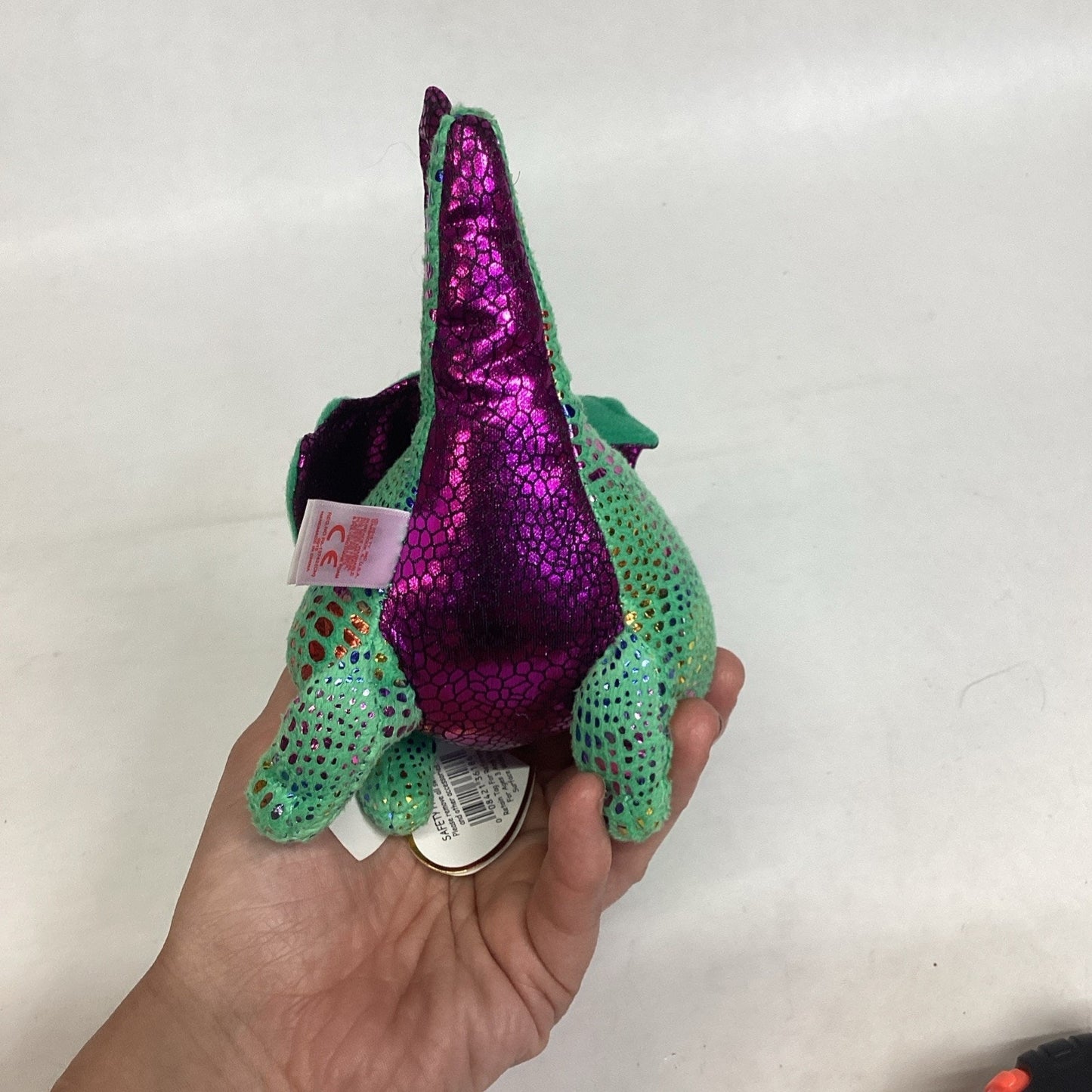 Ty Beanie Boos Cinder the Green And Purple Dragon Plush Toy Collectible