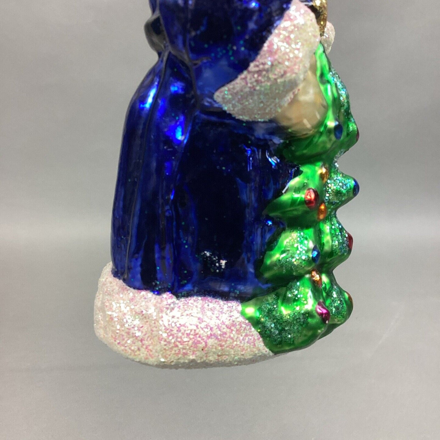 Christopher Radko Sapphire Santa Claus Glass Christmas Ornament With Tag - 7”
