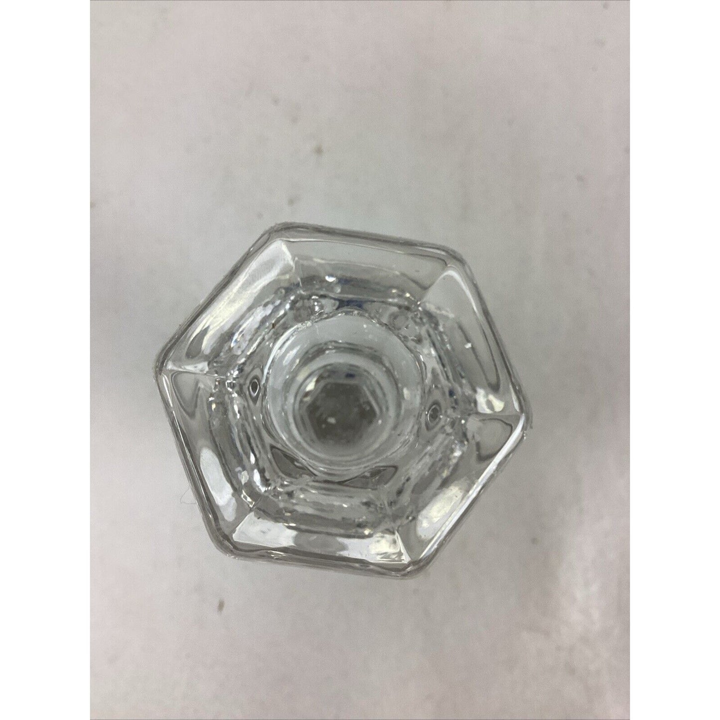 Elegant Clear Glass Candle Holder With Hexagon Base - 8”H