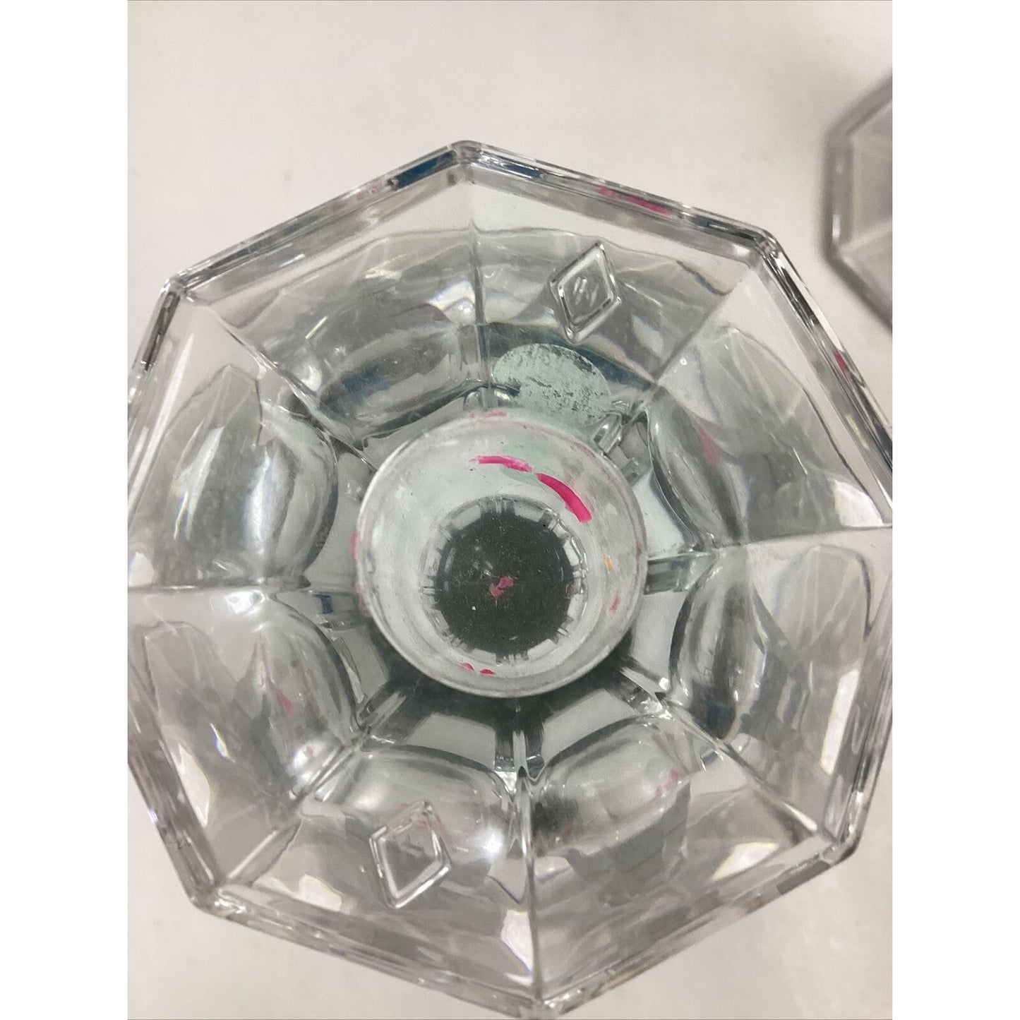 2 Large Clear Glass Vases With Octagonal Bases - 11.25”H