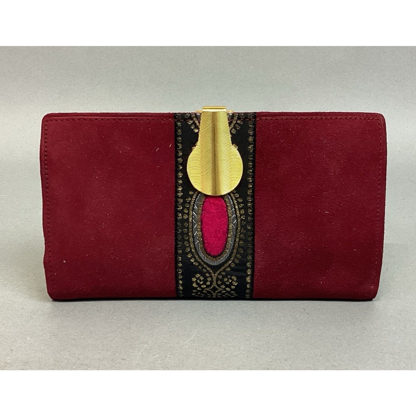 Vintage Women’s Red Suede Wallet - 4 Inner Pockets