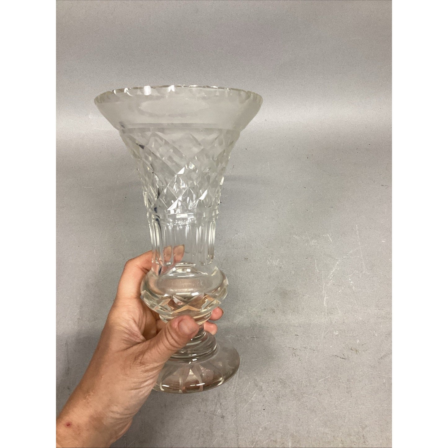 Vintage Unique Fluted Glass Vase - 8.25”H