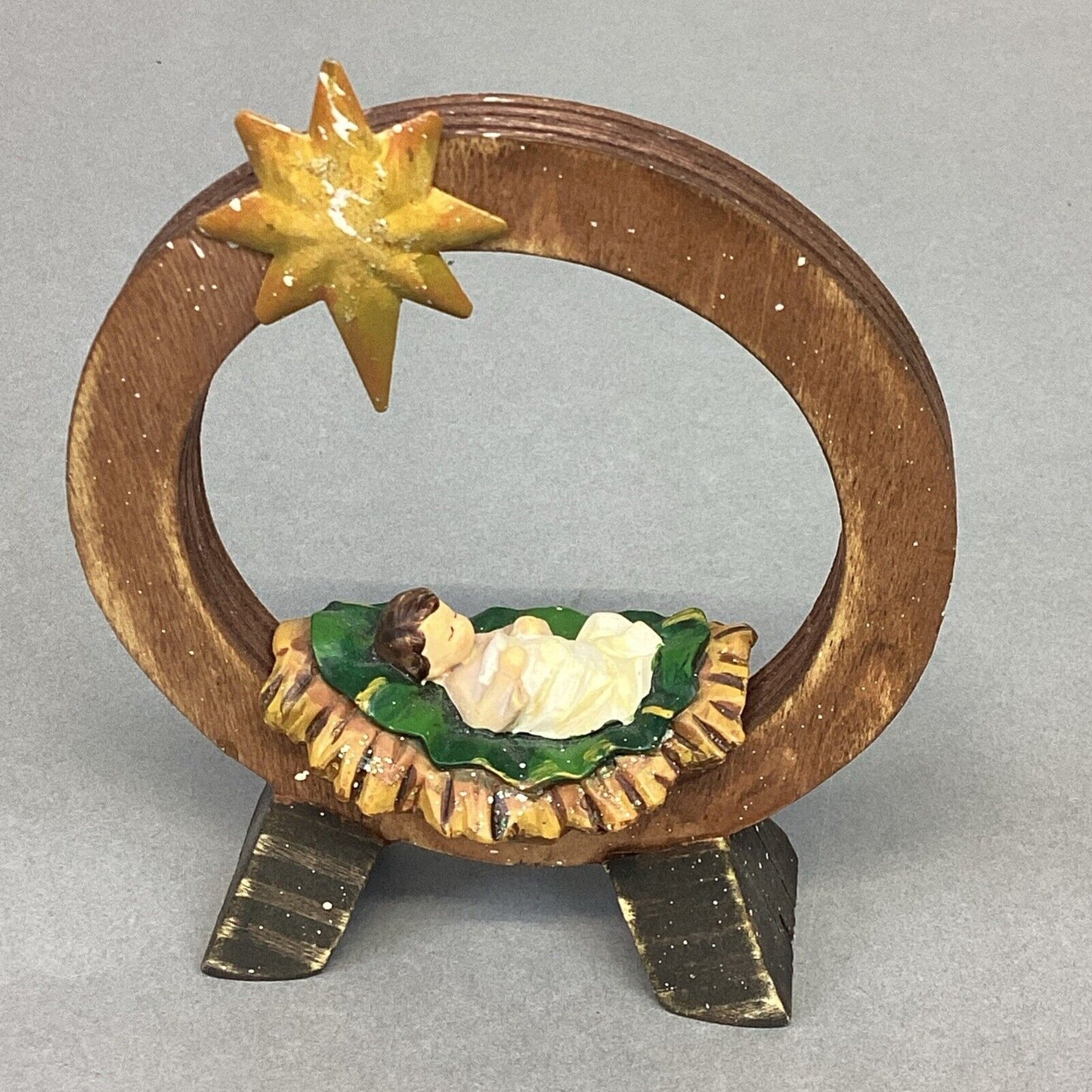 QVC Joy Nativity Scene Wooden 3 Piece Set Christmas Decoration Wood