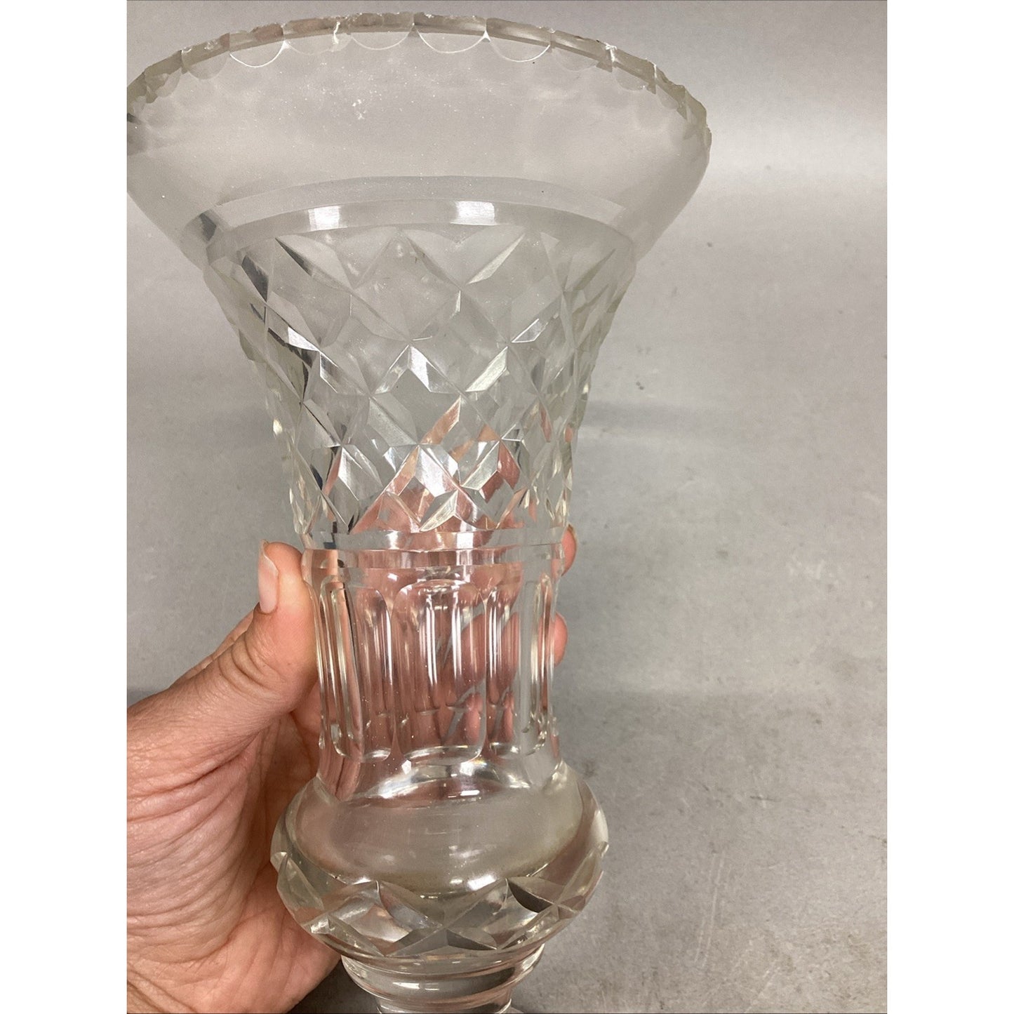 Vintage Unique Fluted Glass Vase - 8.25”H