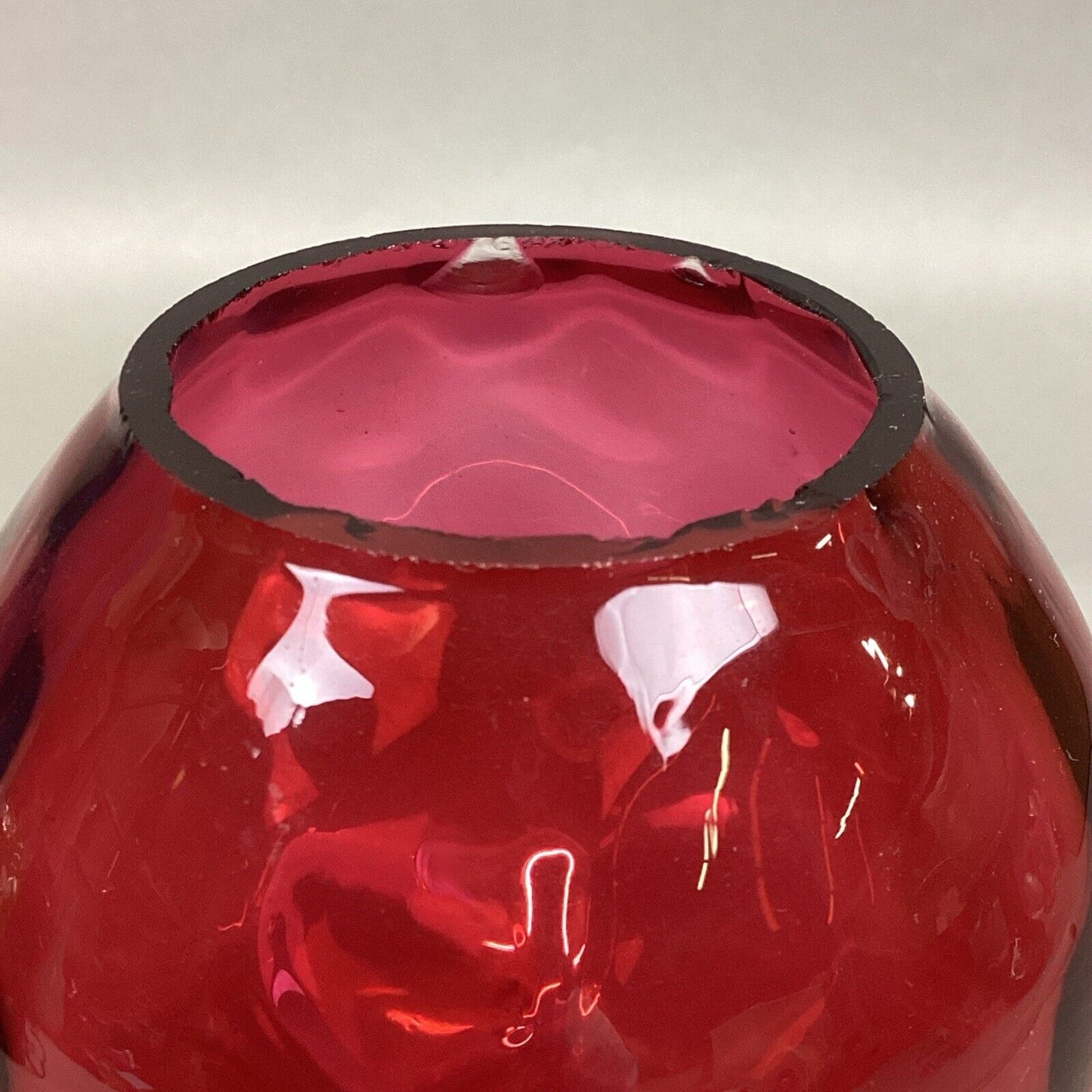 Vintage Glass Cranberry France PV Flower Vase Or Goblet - 6.5”