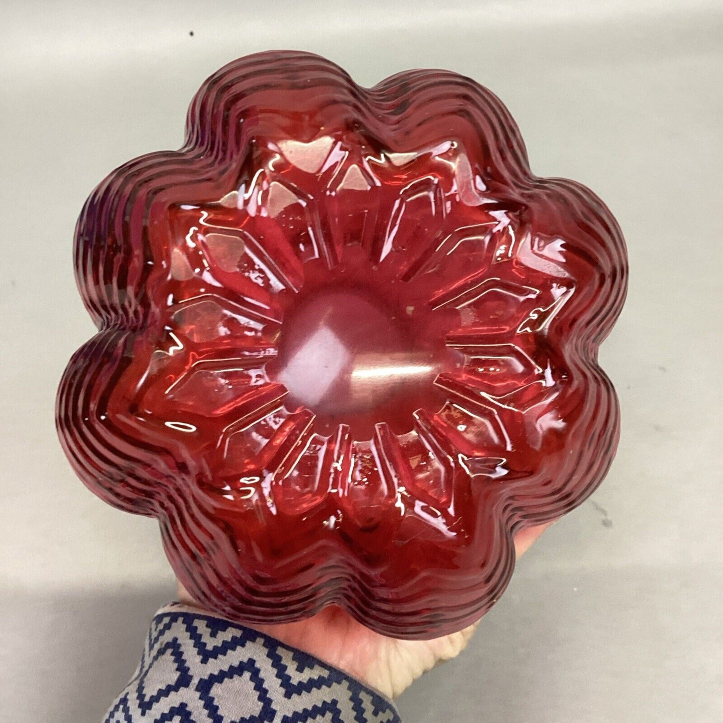 Vintage Fenton Cranberry Swirled Glass Pitcher - 8.75”H