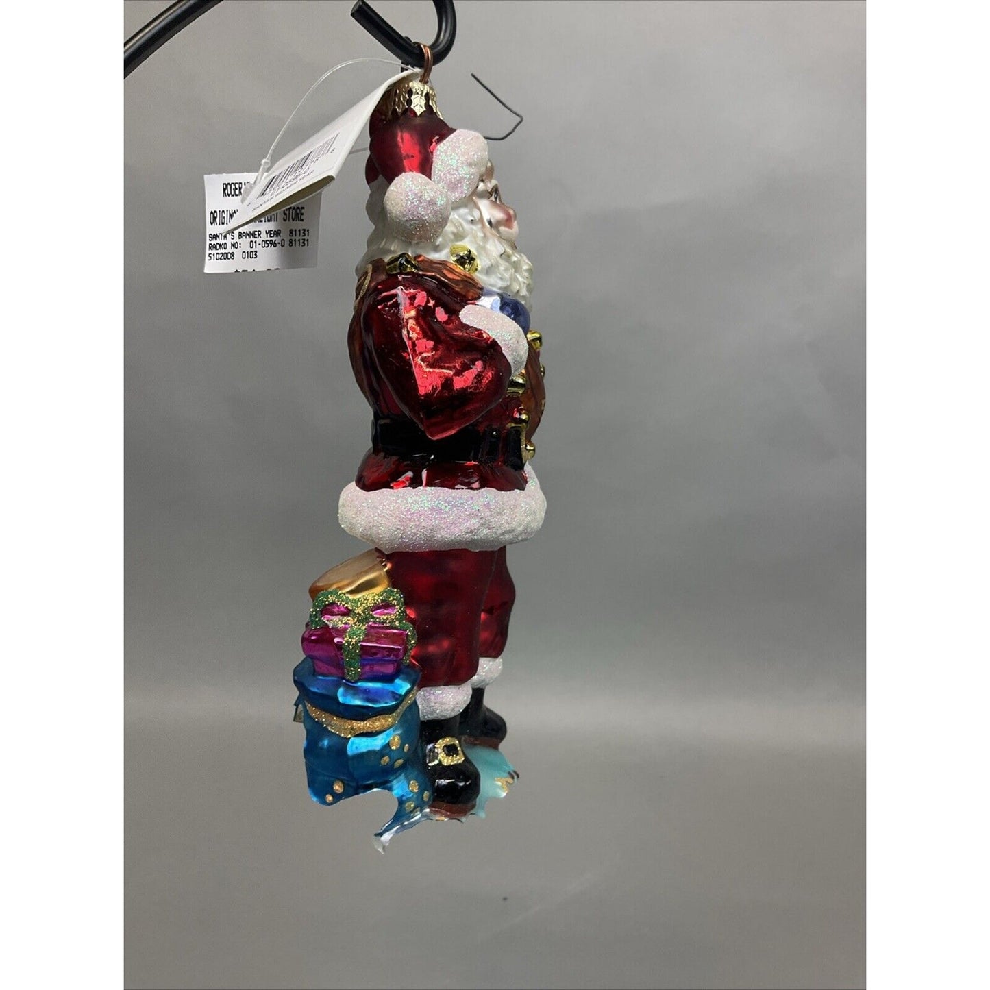Radko Santa’s Banner Year + Santa In Blue Robe Christmas Ornaments / Damaged