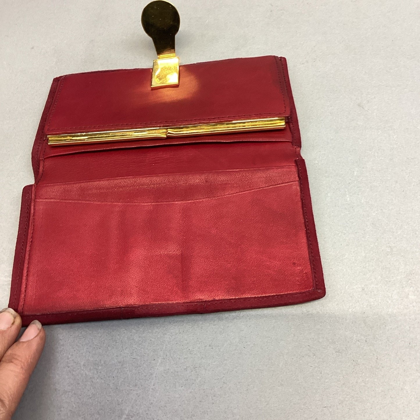 Vintage Women’s Red Suede Wallet - 4 Inner Pockets