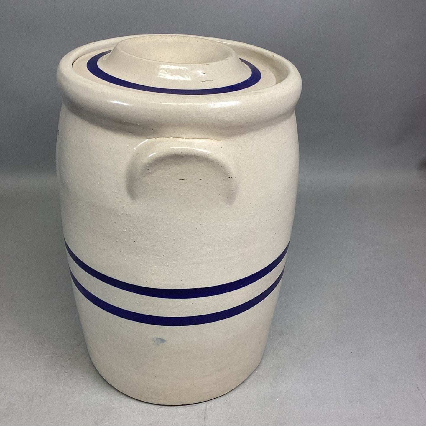 Robinson Ransbottom Butter Churn Crock 3 Gallon Blue Crown/Blue Striped - 14”H
