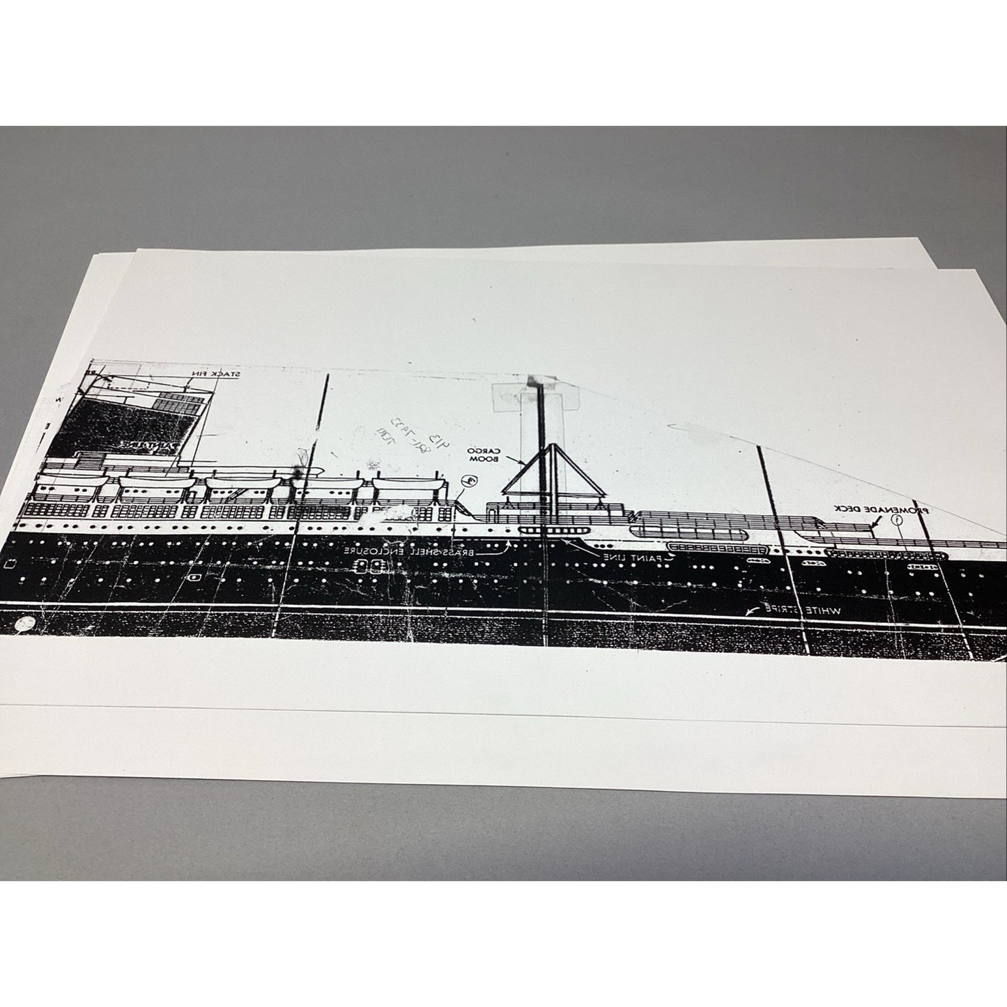SS United States Model Ship Blue Prints - Interior/Exterior - 13 Sheets - 18x12”