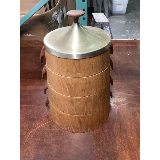 Vintage Wooden 3 Tier Jewelry Trinket Storage Box - 13”H