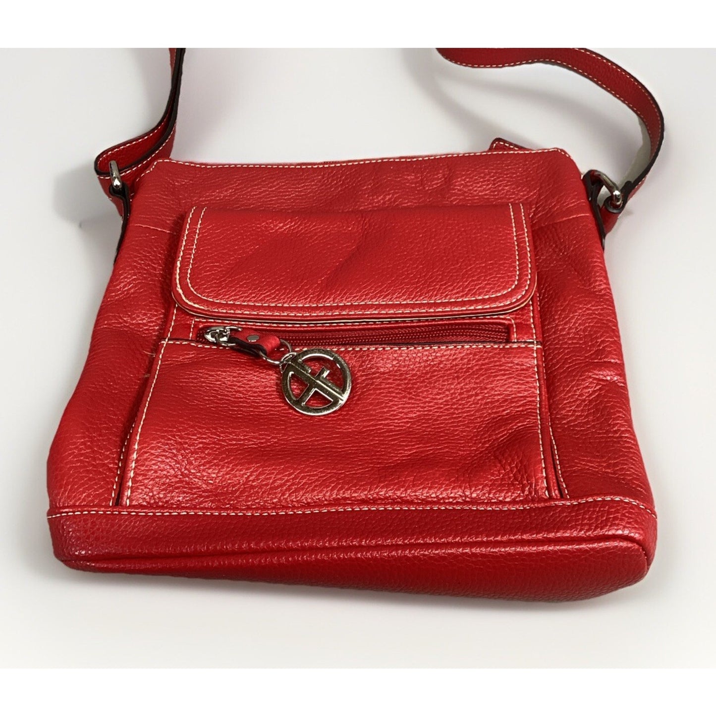 Giani Bernini Red Leather Shoulderbag With Adjustable Strap