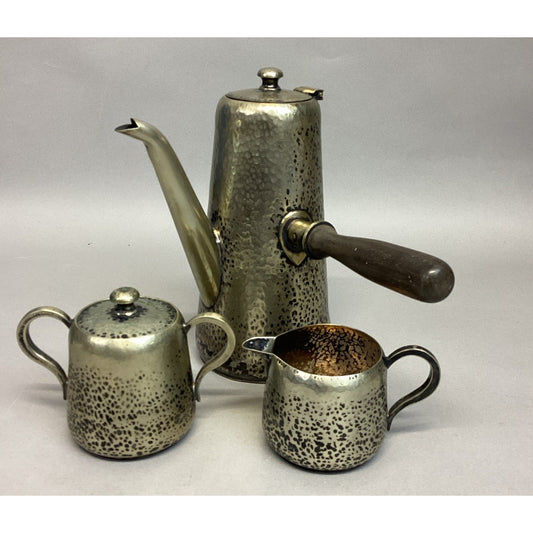 Vintage Gotham Silver Co. Nickle Silver Teapot, Sugar Bowl & Creamer Set