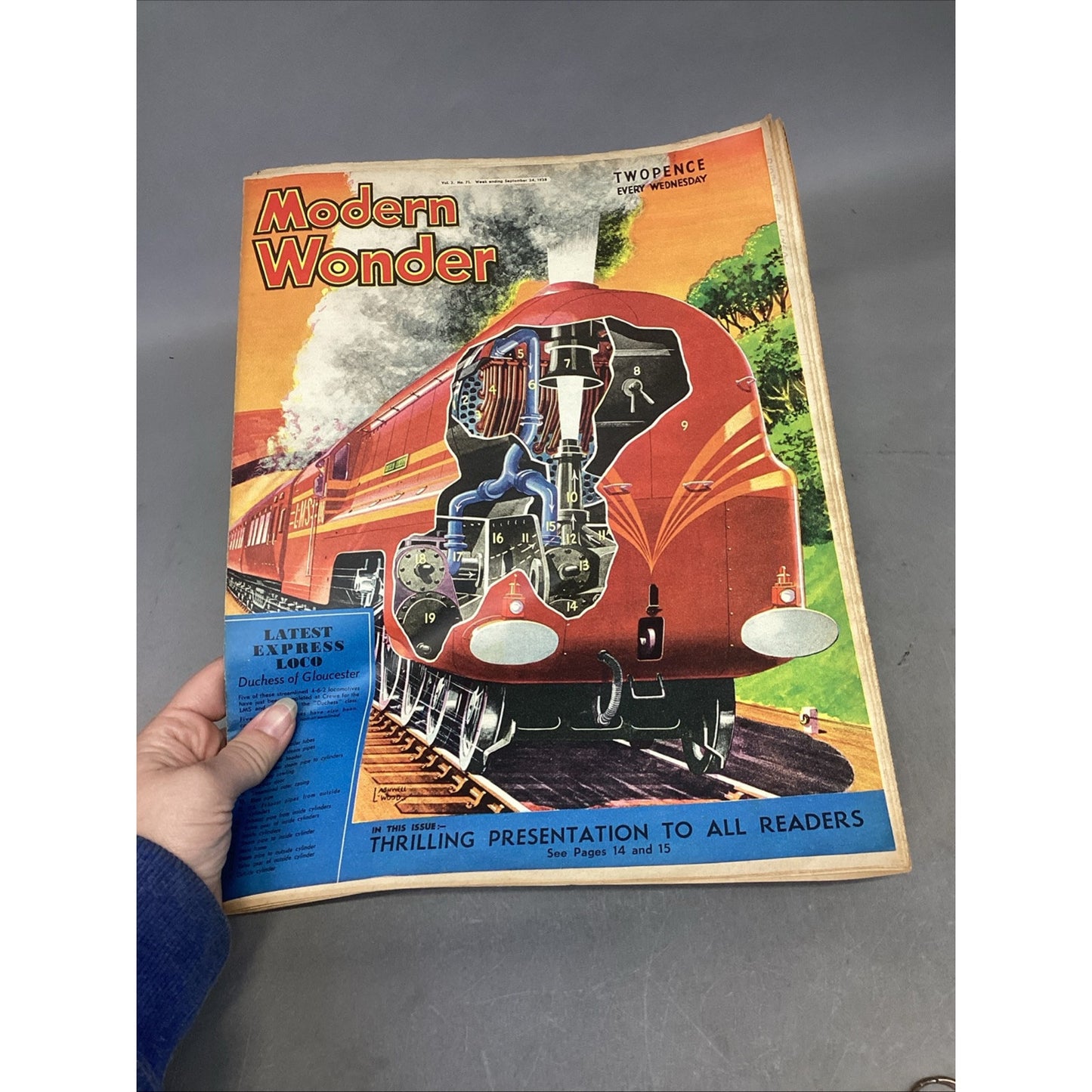 Rare VTG MODERN WONDER Magazine- September 24, 1938 W/ Union Pacific RR Keychain