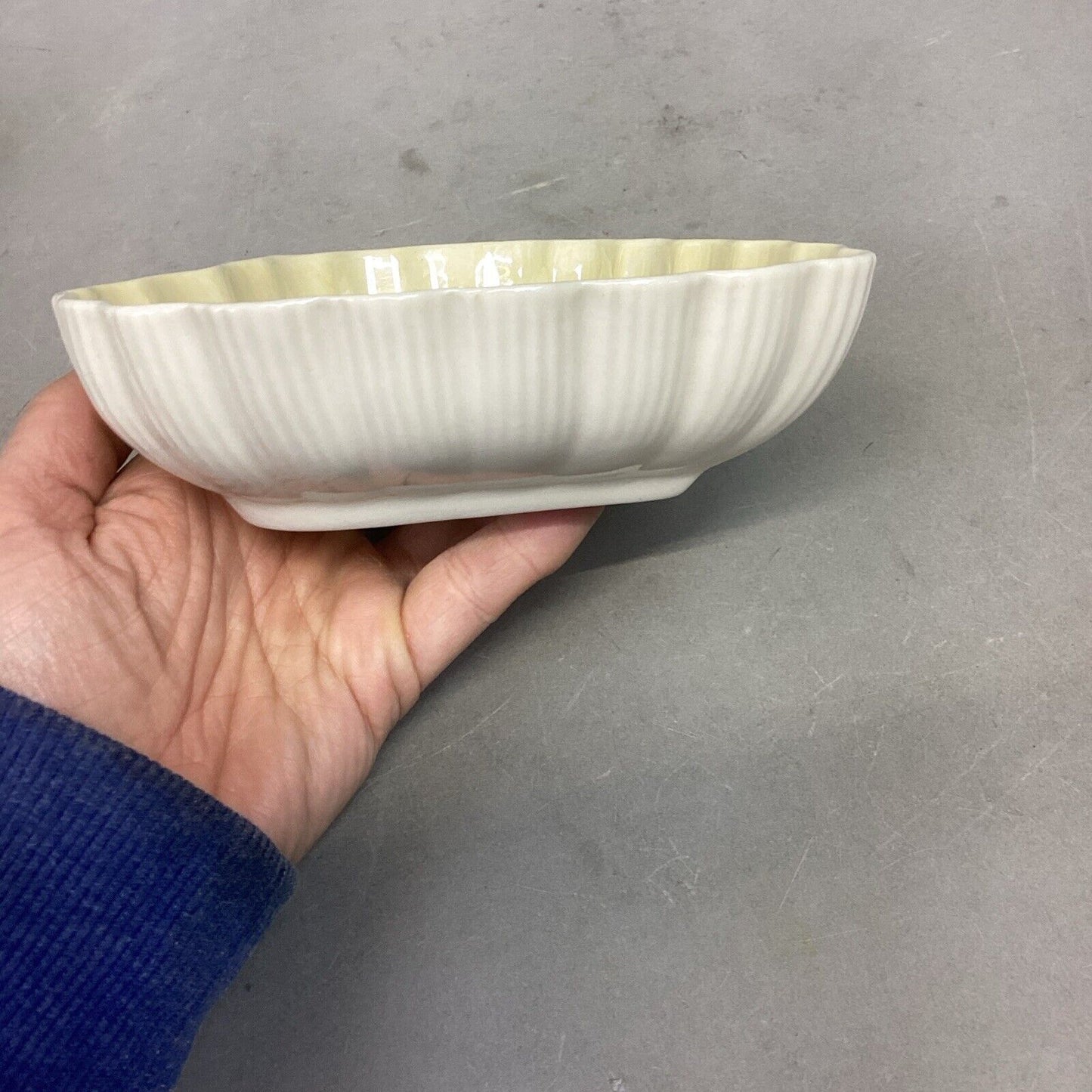 Belleek Yellow Ribbon Bud Vase, Cup/Saucer And Heart Candy Dish