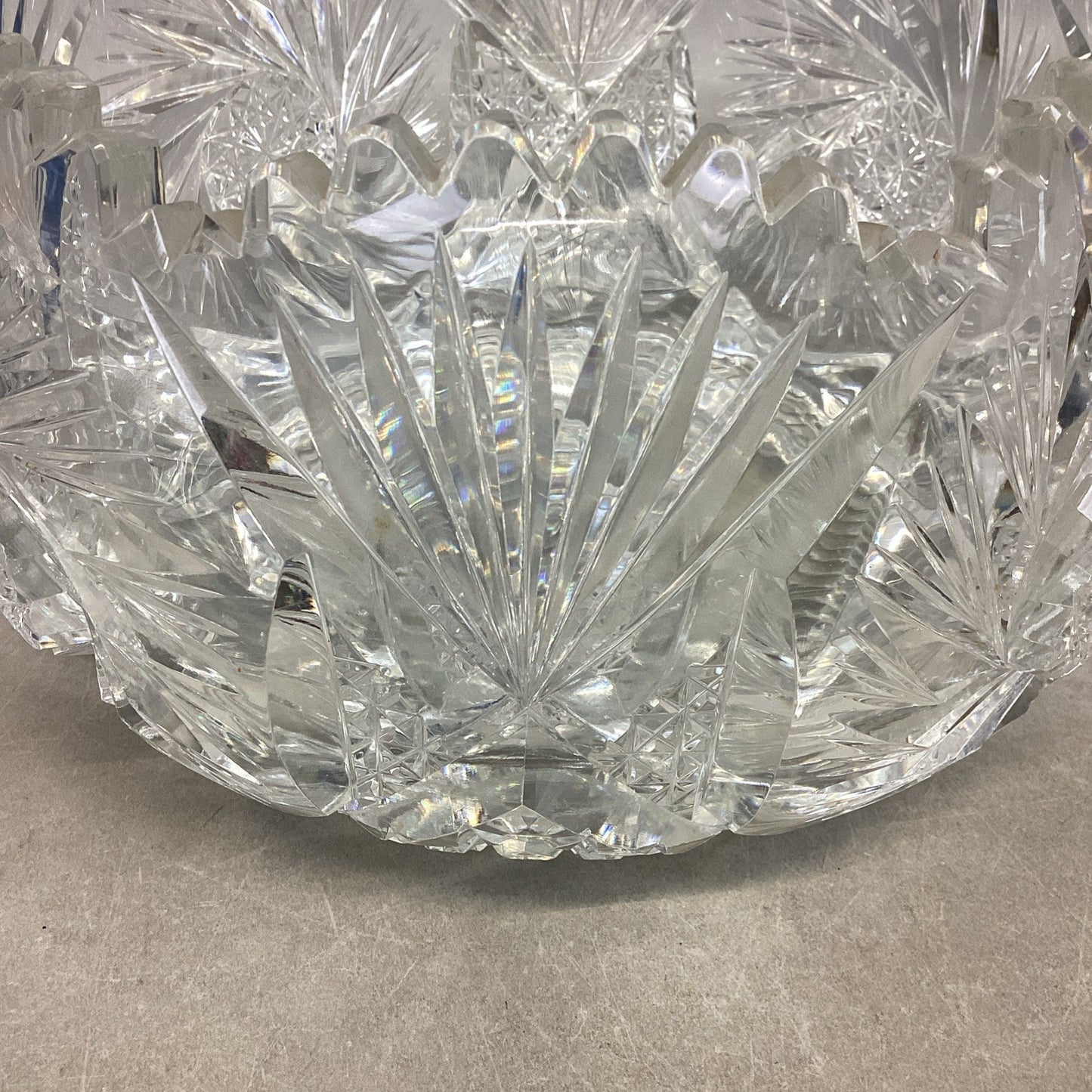 Vintage Large Heavy Cut Glass Bowl - 6”Hx9”D