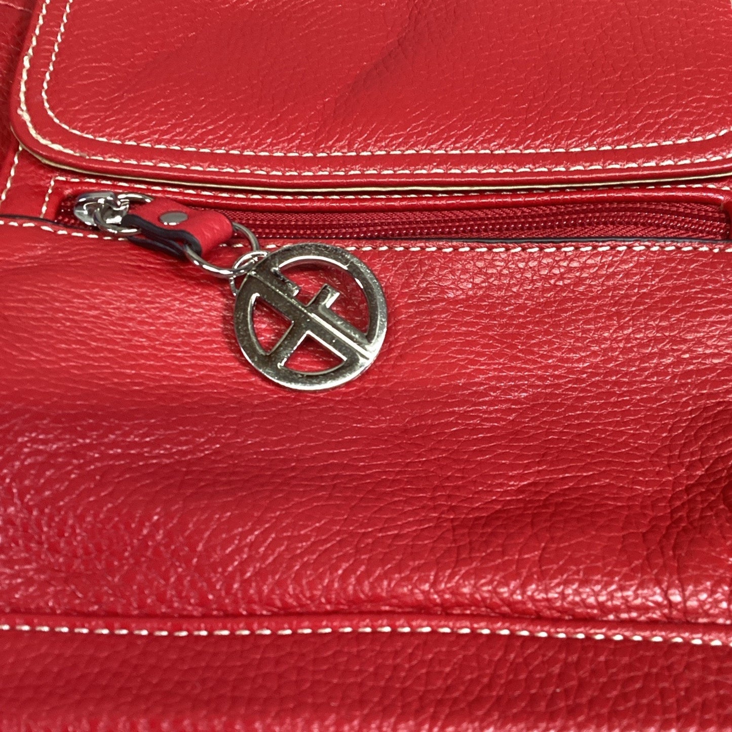 Giani Bernini Red Leather Shoulderbag With Adjustable Strap