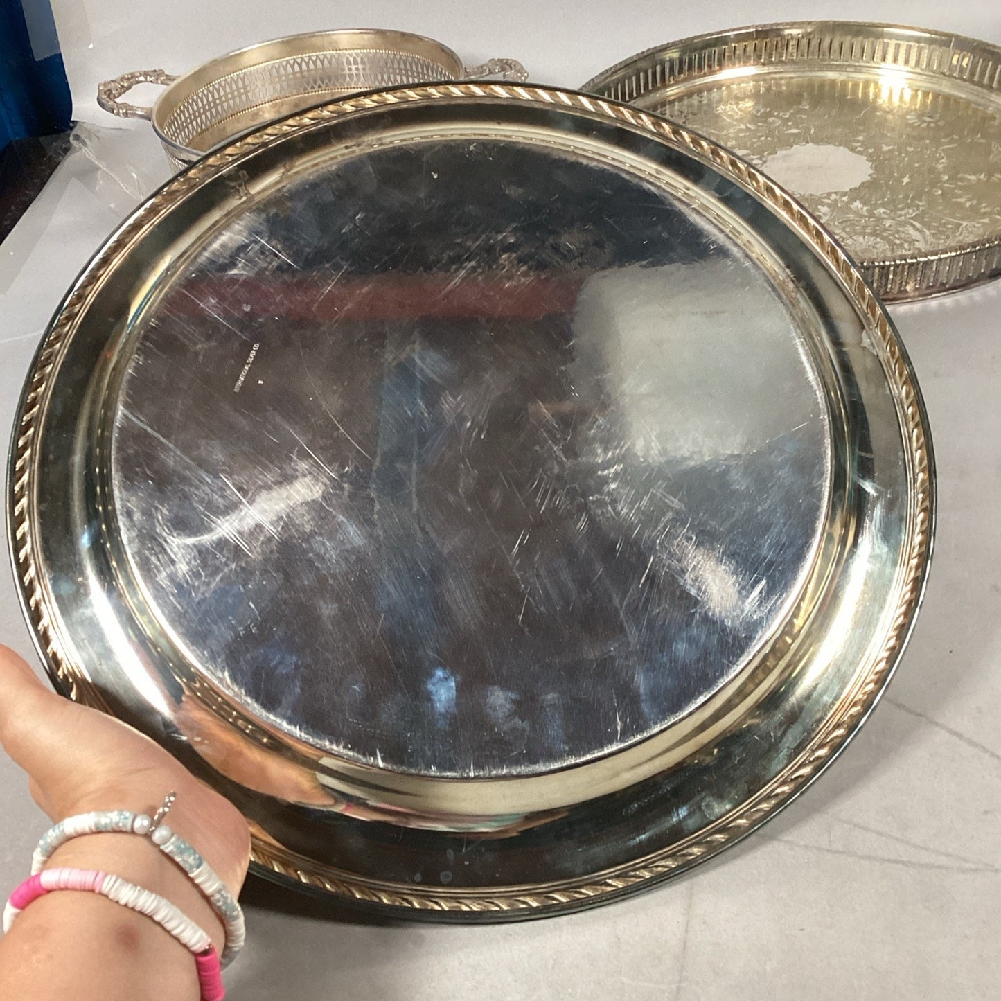 Set Of Vintage Silver Plated Serving Dishes Trays