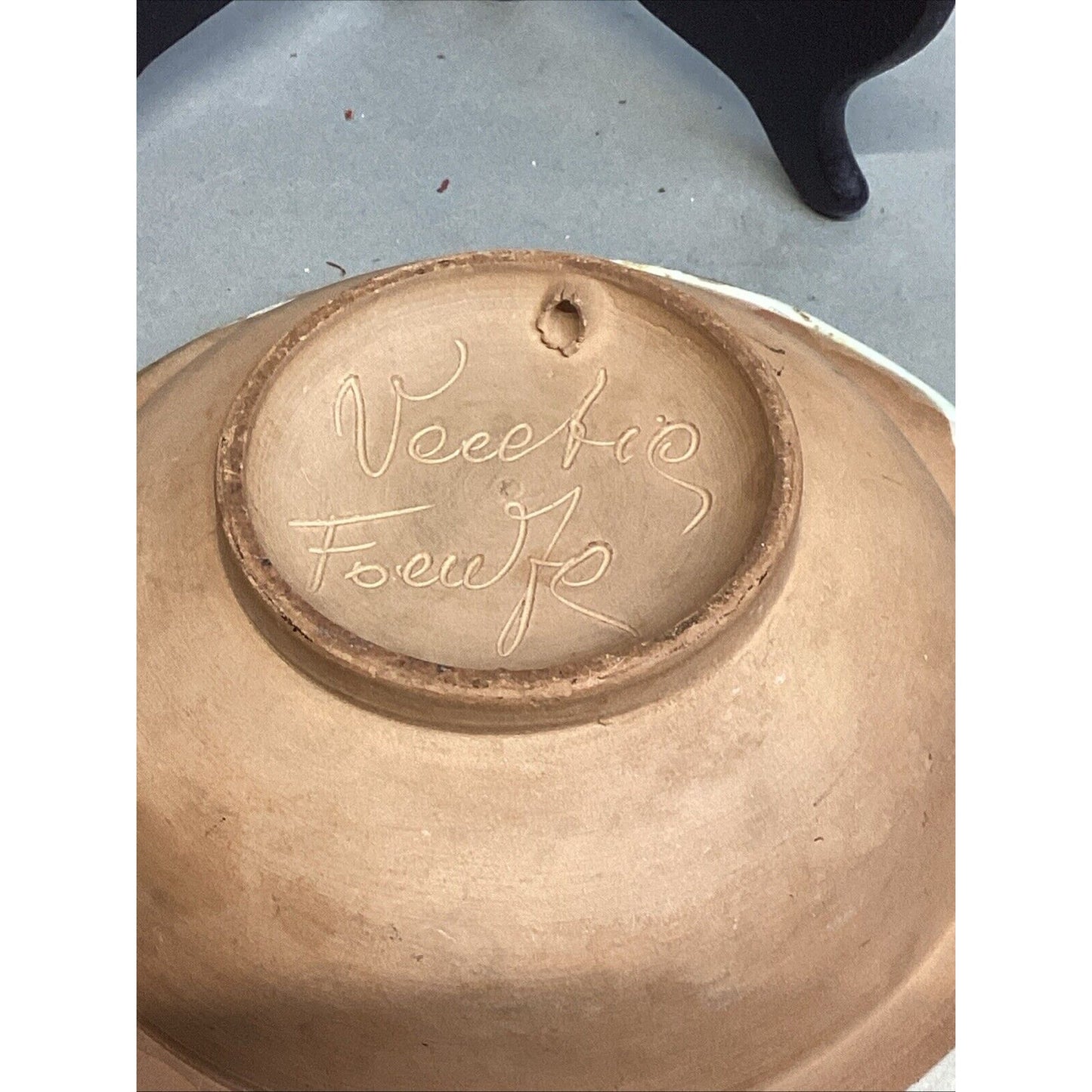 Handmade Green & Yellow Pottery Bowl - 2”Hx7”D