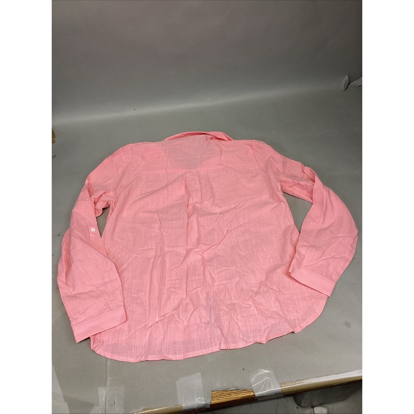 Women’s Pink Long Sleeve Button Up Colored Shirt W/ 2 Front Pockets - Medium