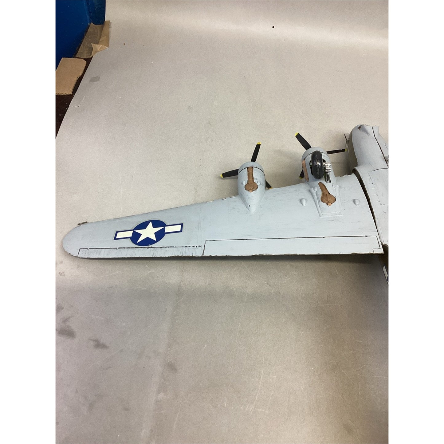 Plastic Military Model Airplane With Pieces - For Repair - 19”Lx26”W